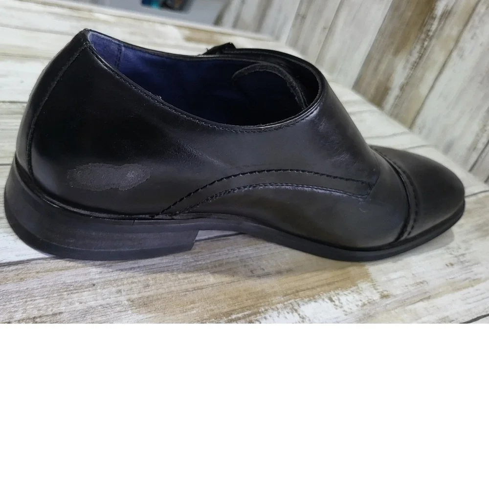Bruno Marc Mens Black Double Monk‎ Strap Dress Shoes Size 7.5M Cap Toe